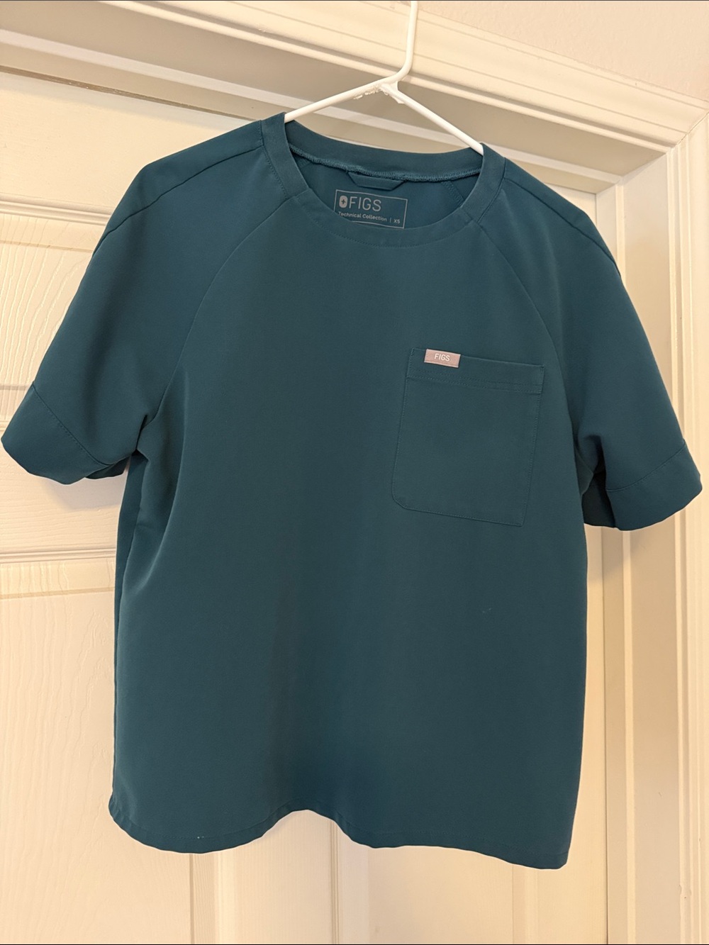 Figs Teal Short-Sleeve Crewneck Top with Chest Pocket